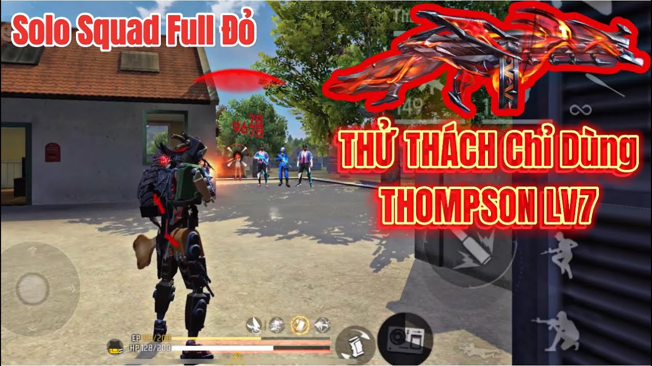 [Free Fire] Thử Thách Chỉ Dùng THOMPSON HẮCH THẠCH LONG LV7 Bắn Full Đỏ ...