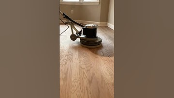 Applying stain with buffer. #hardwoodfloorsanding #floorrefinishing #homerenovation