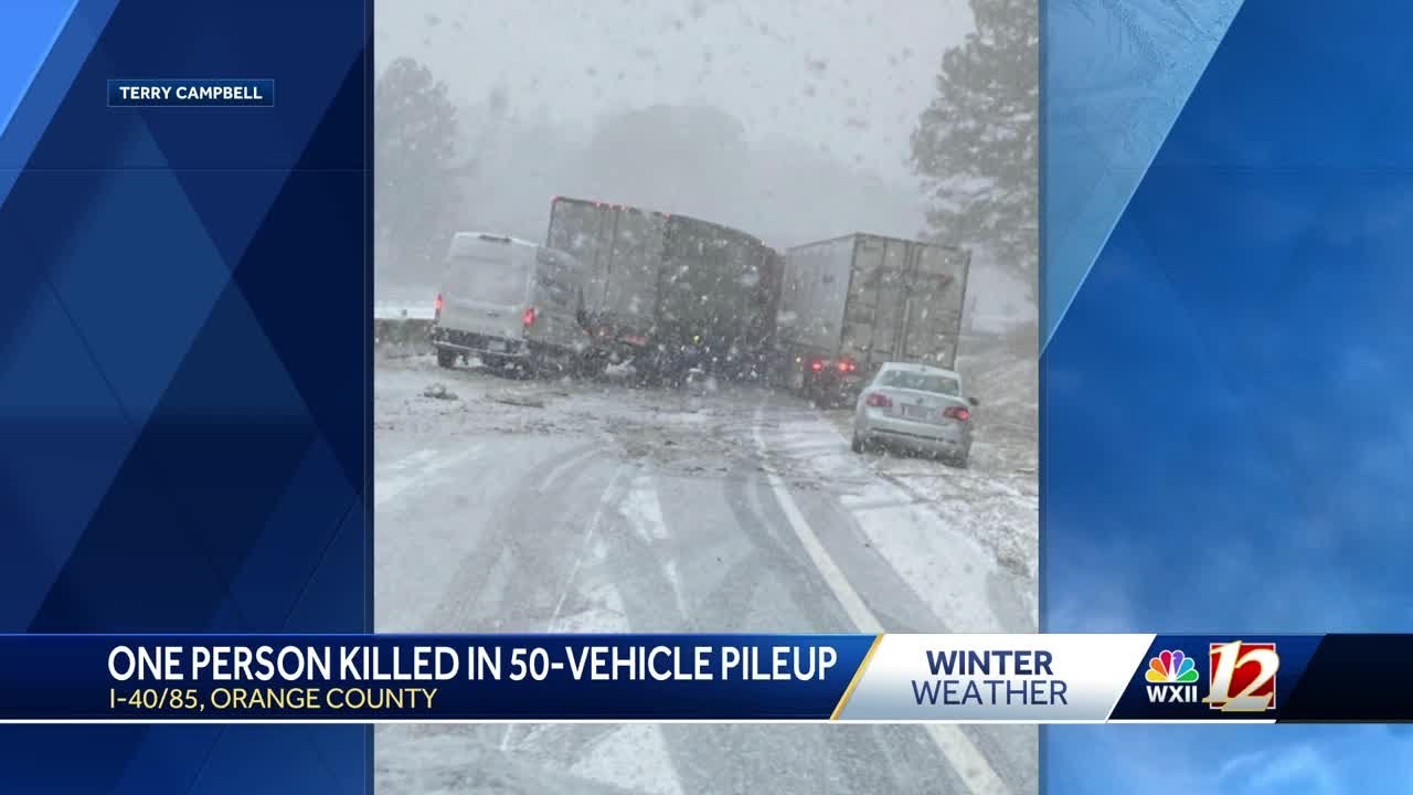 At least one killed in 50-vehicle pileup in Orange County - YouTube