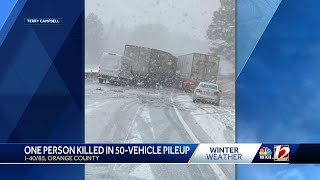 At least one killed in 50-vehicle pileup in Orange County