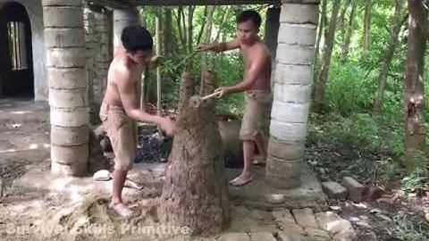 Primitive Technology  building a Metal Furnace Copper Cu