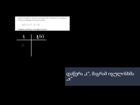 მაჩვენებლიანი ფუნქციების ჩაწერა ცხრილის მიხედვით