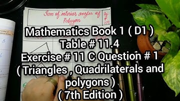 Mathematics Book 1 (D1) | 7th Edition |Table no 11.4 | Exercise # 11 C | Q # 1| in Urdu Hindi