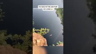 The biggest cliff jump in the world 🥶😟(he comes close to death)