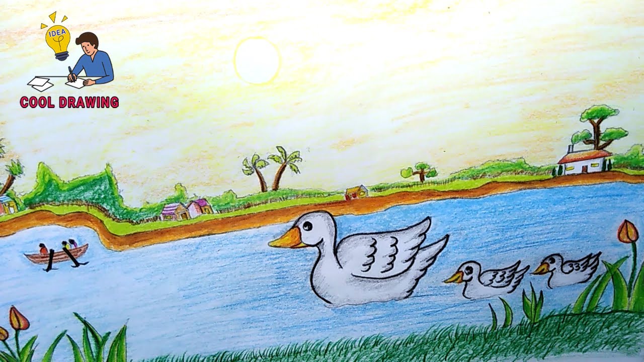 natural painting | easy pencil drawing |कुदरती दृश्य बनाना सीखीये | kudrati  drashya |kudrati drishya - YouTube