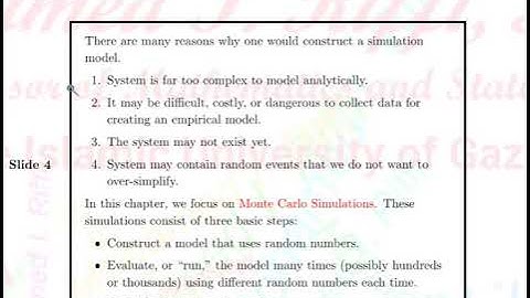 Mathematical Modeling: Chapter 6 Simulations (6.1 Introduction) Part 1