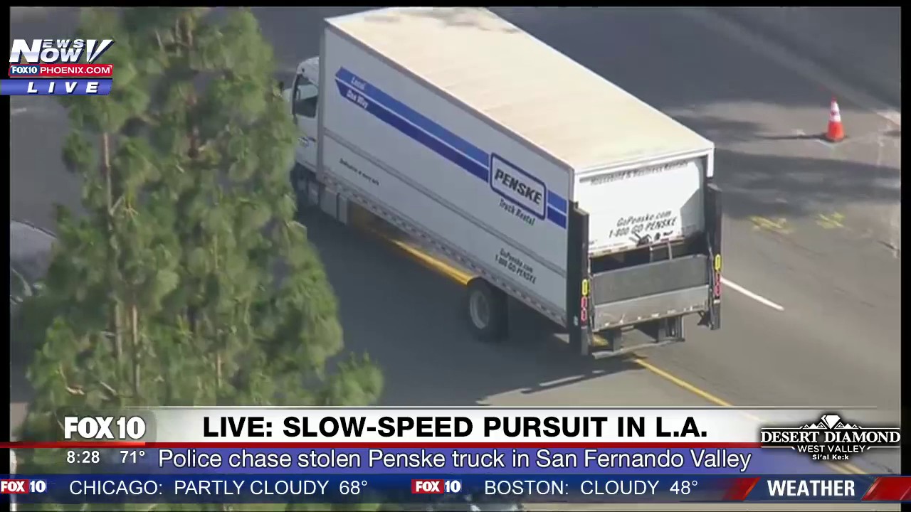 DRAMATIC CHASE ENDING: Police Pursuit STOLEN Penske Semi-Truck in LA/San Fernando Valley (FNN)