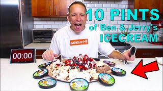 Eating 10 Pints of Ben &amp; Jerry&#39;s Ice-cream | 10 lbs (4.5kg) | 14,000+ calories
