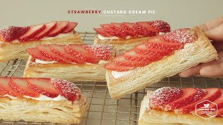 딸기 커스터드 크림 파이🍓 퍼프 페이스트리 만들기 : Strawberry Custard Cream Pie * Puff Pastry Recipe | Cooking tree screenshot 5