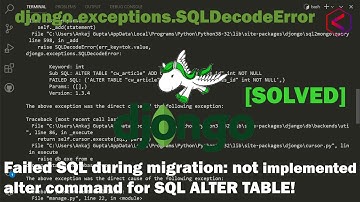 FAILED SQL during migration: not implemented alter command for SQL ALTER  -Django and mongoDB-djongo