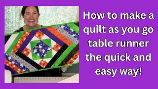 Free tutorial on a cute Halloween quilt as you go table runner!