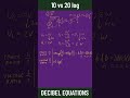 Decibel Equations - 10 vs 20 log (Power equation, Ohm's Law, dB, gain)