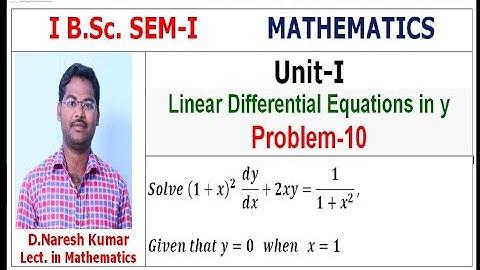 Linear Differential Equations in y in telugu