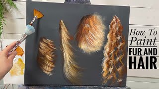 EASY How to paint FUR AND HAIR ~ acrylic, painting tutorial for beginners !