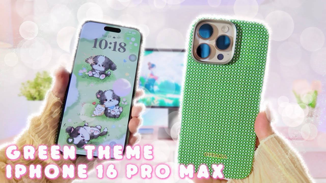 ⋆.ೃ࿔*:・ Cute PUPPY Theme | IPHONE 16 PRO MAX | FOREST GREEN PITAKA ⋆.ೃ ...