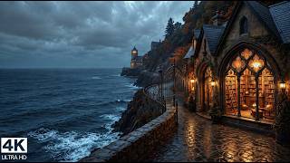 Escape to a secluded by the sea | Dark Academia Piano & Rain Sounds For Focus 4K