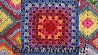 Бабушкин квадрат. Добавление нити другого цвета.Granny square. Adding another color thread