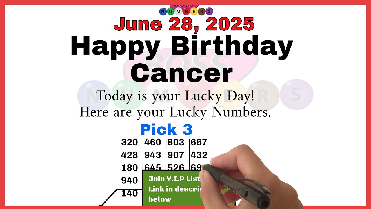 Cancer Birthday Wishes - High - Quality Pick 3 Predictions - June 28, 2025 - Boss Numbers