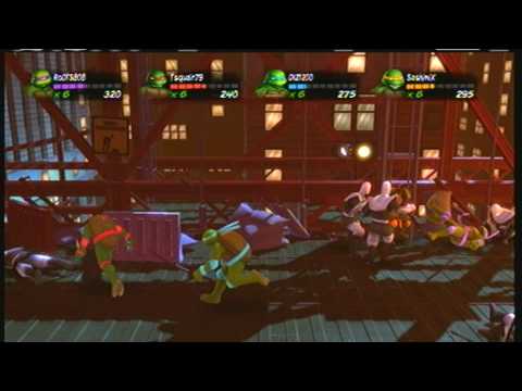 TMNT Turtles in Time RS Xbox 360 4 Player Co-op Stage 01 Big Apple, 3AM 