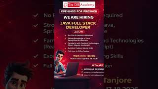 Openings for Java Full Stack developer for Freshers #job #tesdbacademy #tanjore