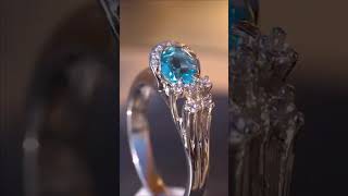 Stunning Blue Topaz With Cz Set In Silver