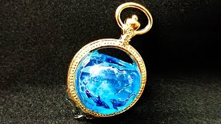 海の生物が泳ぐ立体懐中時計レジン♪Three-dimensional pocket watch resin where sea creatures swim ♪