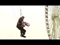 Boris Johnson stuck on a zip wire