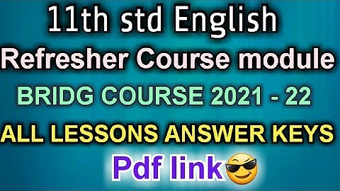 11th std English refresher course module answer key PDF | 11th std english bridge course answer keys