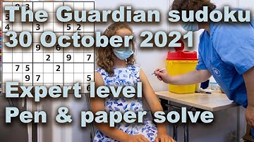 Sudoku solution – The Guardian sudoku 30 October 2021 Expert level