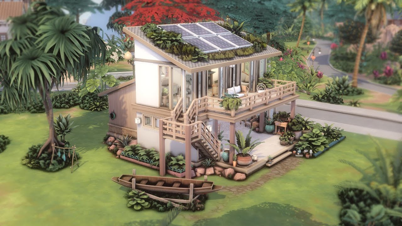 Brezzy Beach House 🌊🌿 | The Sims 4 - Speed Build | No CC - YouTube