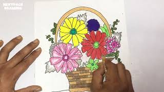 Colorful Flower Bouquet Coloring Tutorial for Kids#nextpagedrawing