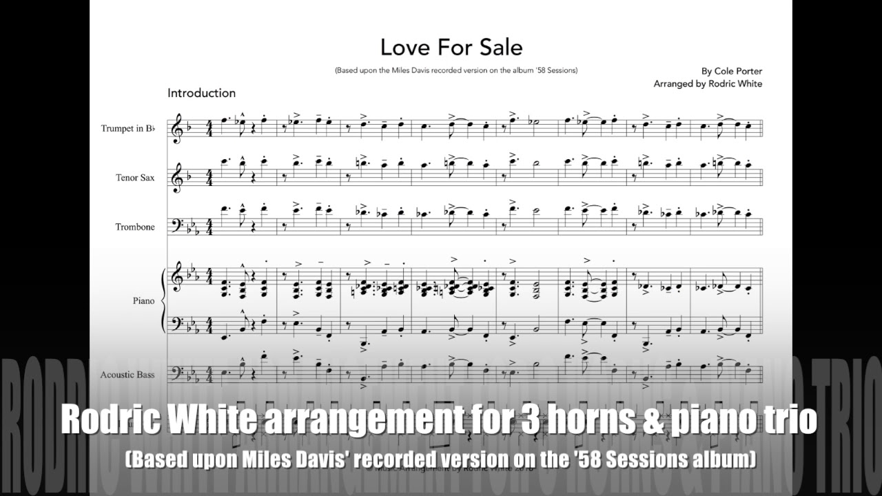 'Love For Sale' arranged by Rodric White jazz pianist covered drivel that's musically bland