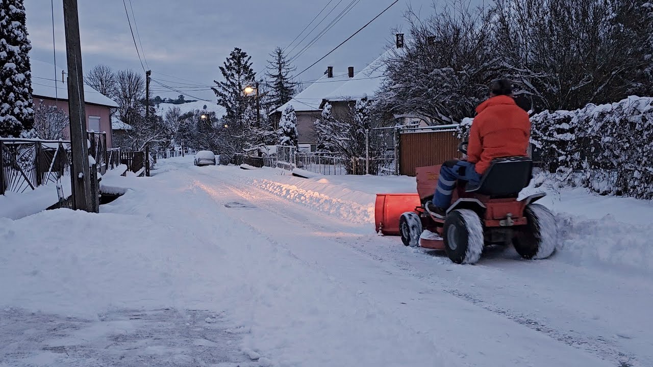 Clearing Our Street After Snowfall | Tractor Snow Plowing