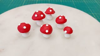 Fondant mushroom toppers cutest..🍄🍄 ❤️ #shorts #mushroom #viral #trending #cake #tutorial