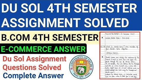 E-commerce 4th Semester Assignment Solved | E-commerce assignment answer | E-commerce|Sol assignment