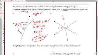 11.3 Angle Relationships and Equations