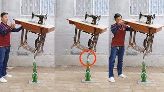 💥🔥Balancing A Tilted Sewing Machine On A Beer Bottle&China's No. 1 Balance Master