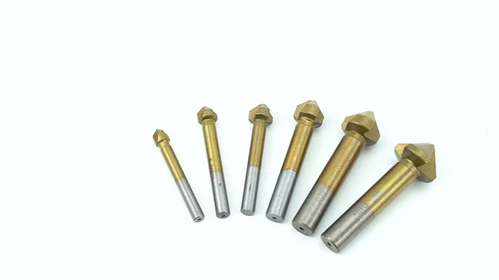NINDEJIN 6pcs 90 degree 3 flute HSS countersink drill bit titanium coated 6.3-20.5mm