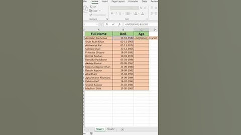 calculate Age in excel