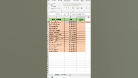 calculate Age in excel