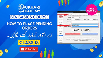 How to Place pending orders | Class 13 | Free Basics Course | Bukhari Forex Academy