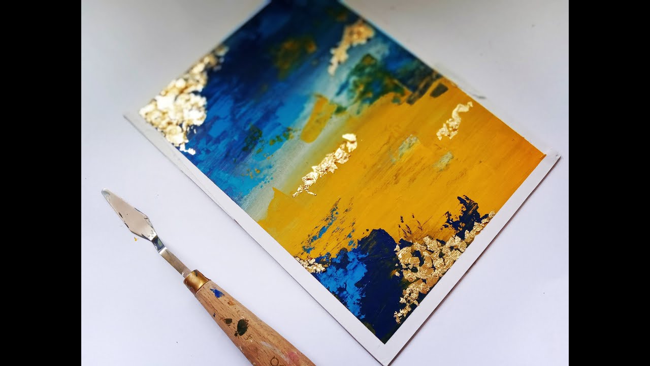Abstract Painting || Blue And Gold Abstract Painting Step By Step 💙🌼