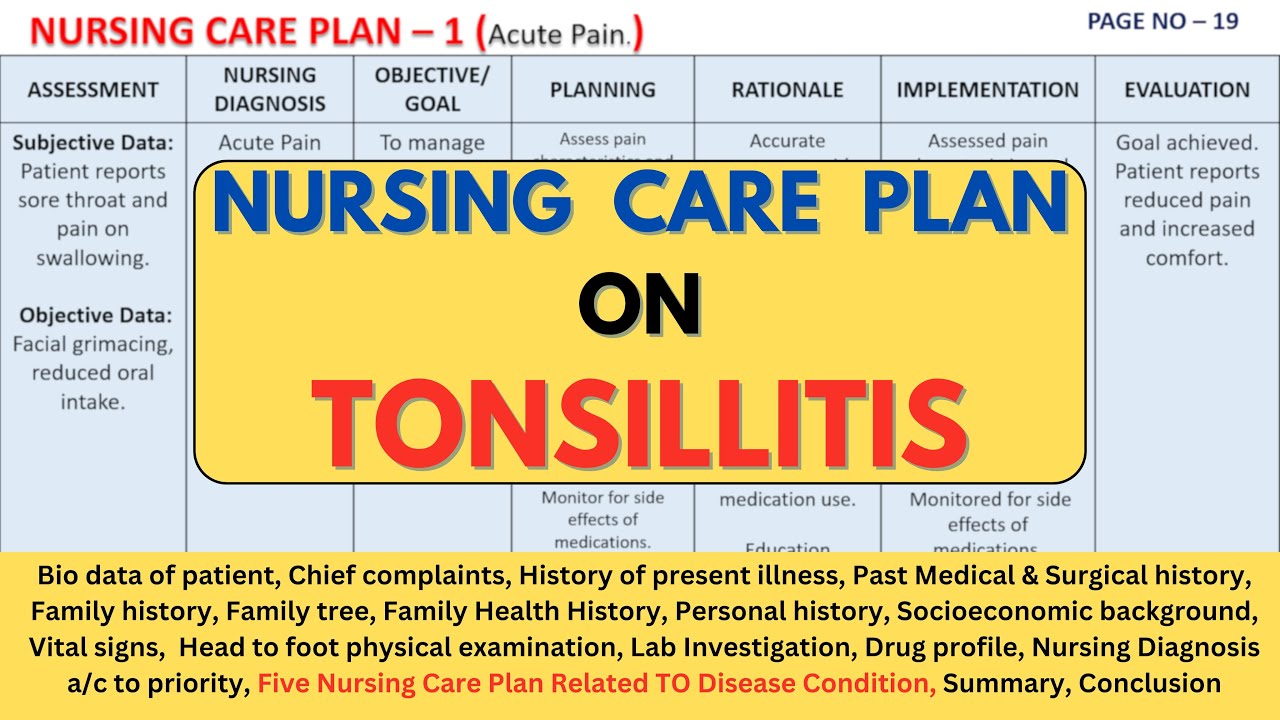 Nursing Care Plan On Tonsillitis | NCP on Tonsillitis | Tonsillitis ...