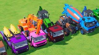 TRANSPORTING EXCAVATOR MIXER TRUCK TRACTORs Backhoe loaders Beamng.Drive Game FARMING SIMULATOR 22 screenshot 1