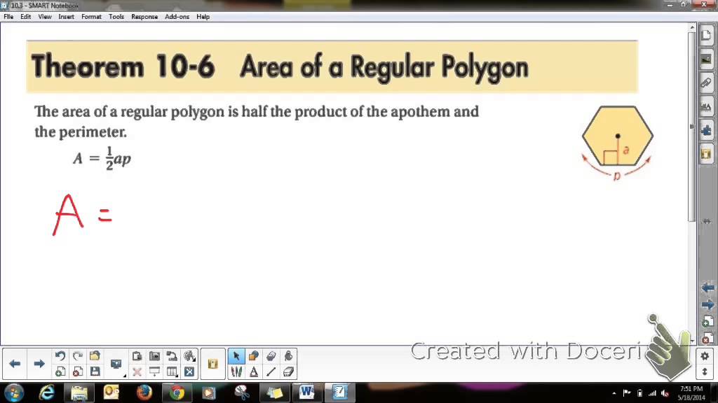 GEOMETRY 10.3 Area of Regular Polygons - YouTube