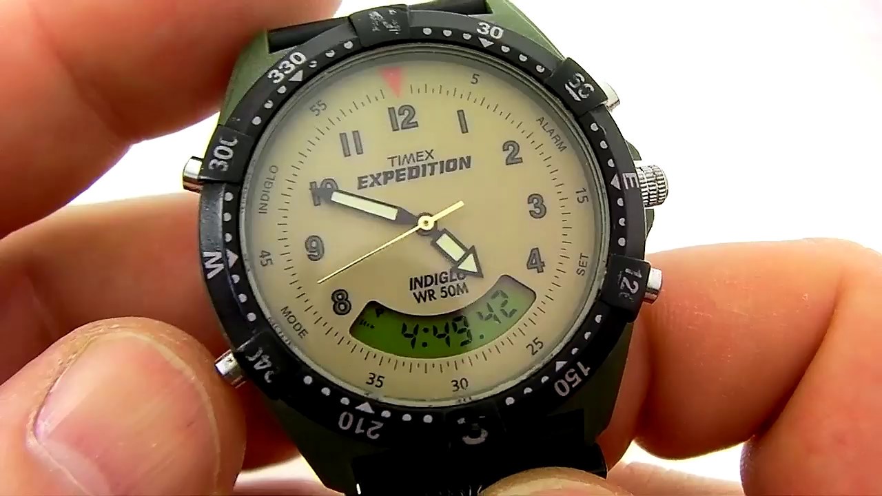 functions of the timex expedition indiglo wr50m watch