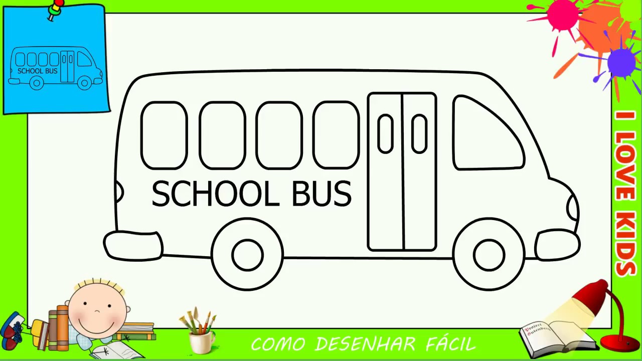 Desenho do ônibus escolar. jogo de papel de educação para crianças