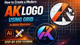 Create a modern AK logo using grid in Adobe Illustrator | Step-by-step tutorial🤌💪