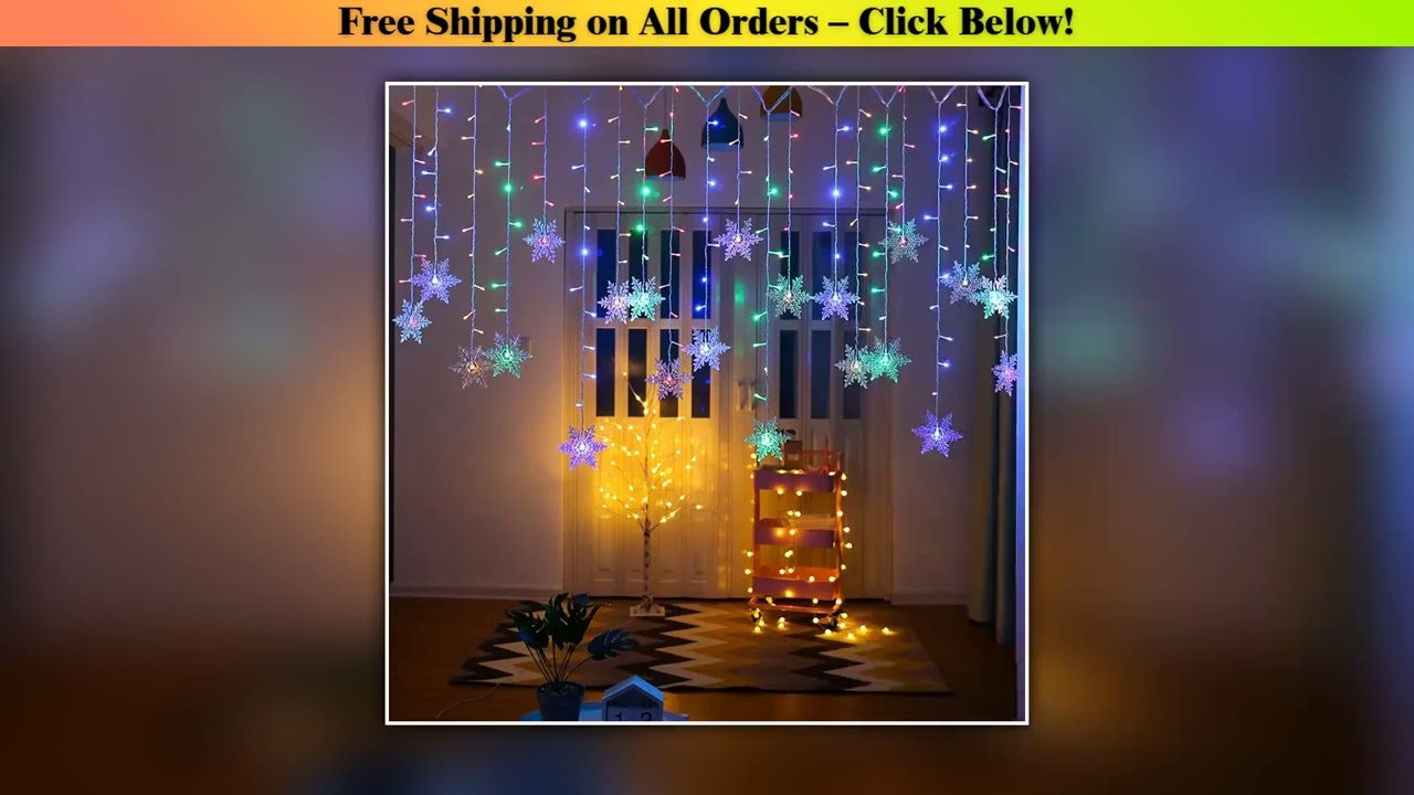 New Year LED Snowflake Curtain String Lights Indoor Halloween Light Wedding Home Party Xmas Lamps
