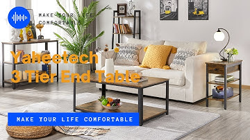 Yaheetech Metal-Wood 3-Tier End Table w/ Drawer #endtable